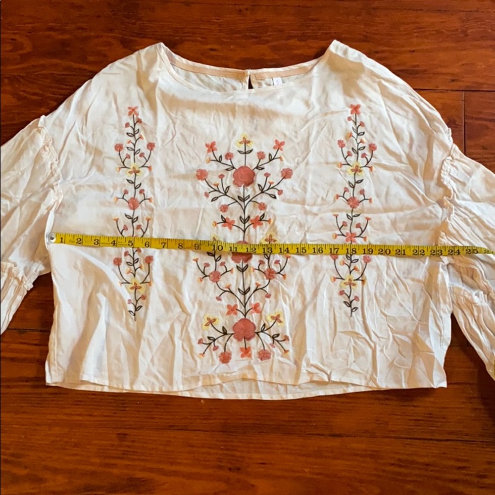 Embroidered floral peasant top rayon blouse - Picture 3 of 9
